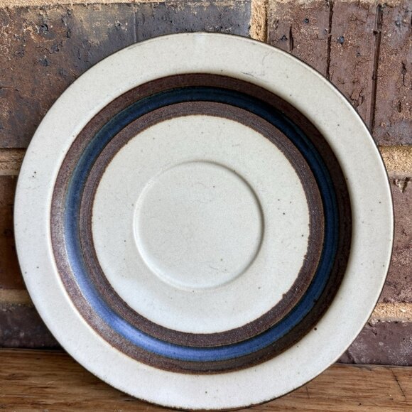 Otagiri HORIZON Speckled Stoneware Soup Mug and Saucer Brown/Blue Bands Japan - Picture 6 of 13